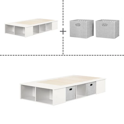 Twin Flexible Platform Bed With Baskets Pure White - South Shore - Image 3