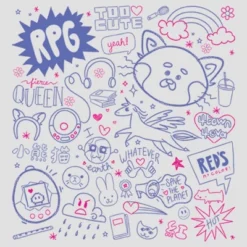 Women's Turning Red Doodle Collage Racerback Tank Top