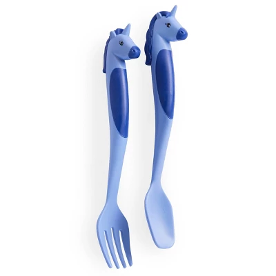 2pc Plastic Unicorns Utensil Set - Dinneractive - Image 4
