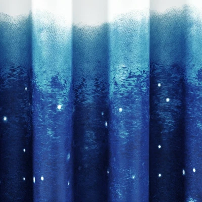 52"x84" Kids' Make A Wish Space Star Ombre Window Curtain Panels Navy/White Set - Lush Décor - Image 2