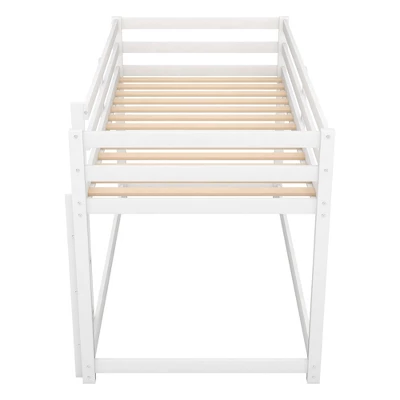 Twin Over Twin Floor Bunk Bed With Ladder - ModernLuxe - Image 7