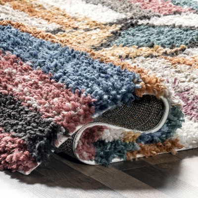 Aidan Diamond Striped Kids Shag Area Rug - Image 3