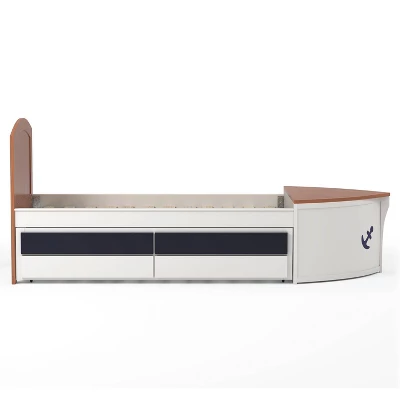 Twin Collindale Boat Design Kids' Bed With Trundle White/Oak - MiBasics - Image 6