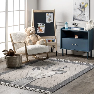 Éléanor Deer Kids Tasseled Area Rug
