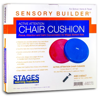 Stages Learning Materials Sensory Builder Active Attention Chair Cushion, Blue + Hand Pump - Image 2