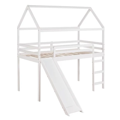 Twin Size House Shape Loft Bed With Slides, White - ModernLuxe - Image 3
