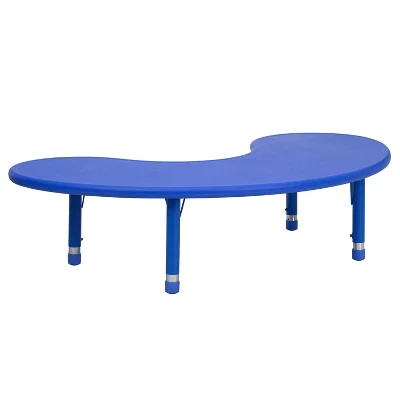Emma And Oliver 35"W X 65"L Half-Moon Plastic Height Adjustable Activity Table - Image 10