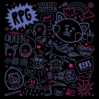 Junior's Turning Red Doodle Collage T-Shirt