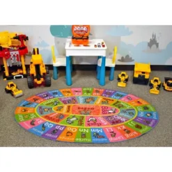 KC CUBS Boy & Girl Kids ABC Alphabet W/ Animals & Sounds Educational Learning & Fun Game Play Nursery Bedroom Classroom Oval Rug Carpet
