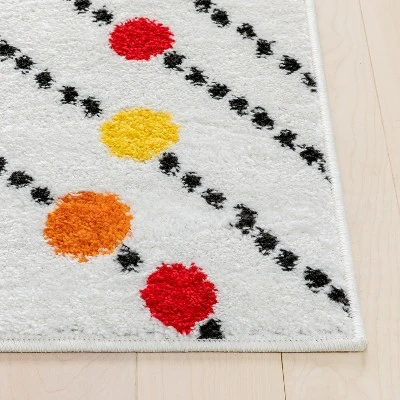 Well Woven Modern Dandy Dots Stripes Bright Kids Room Carpet Soft Durable White Area Rug - Image 2