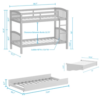 Glenwillow Home Arca Solid Wood Twin Over Twin Bunk Bed - Image 9