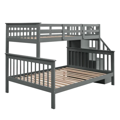 Twin-Over-Full Bunk Bed With Storage Stairs And Guard Rail - ModernLuxe - Image 3