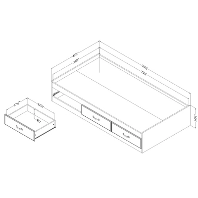 Ulysses Mates Bed With 3 Drawers Winter Oak - South Shore - Image 4