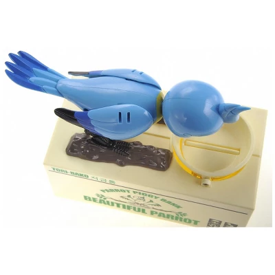 Insten Parrot Piggy Bank Robotic Coin Munching Toy Money Box, Blue, 6.6x6.5 Inches - Image 2