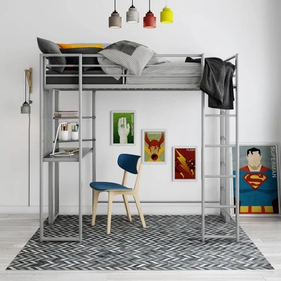 Twin Adele Loft Bed With Desk Silver - Room & Joy - Image 2