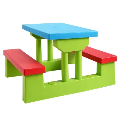 Costway 4 Seat Kids Picnic Table W/Umbrella Garden Yard Folding Children Bench Outdoor - Image 8