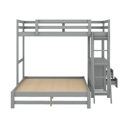 Twin Over Full Bunk Bed With Built-in Desk, Ladder And Three Drawers-ModernLuxe - Image 5