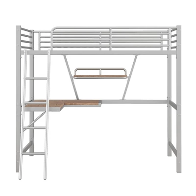 Twin Size Loft Metal Bed With Desk And Shelves - ModernLuxe - Image 5
