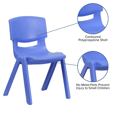 Emma And Oliver 5 Pack Plastic Stackable School Chair With 13.25" Seat Height - Image 3