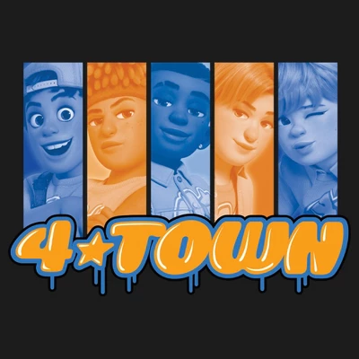 Junior's Turning Red 4*Town Paint Drip Panels Festival Muscle Tee