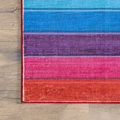 NuLOOM Henriette Rainbow Machine Washable Kids Area Rug - Image 4