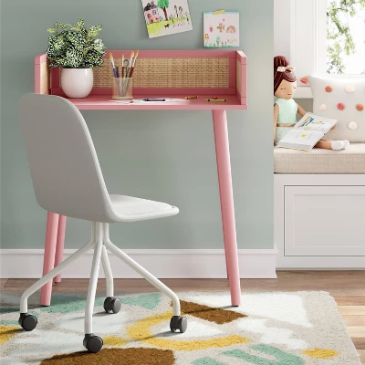 Rattan And Wood Kids' Desk Pink - Pillowfort™