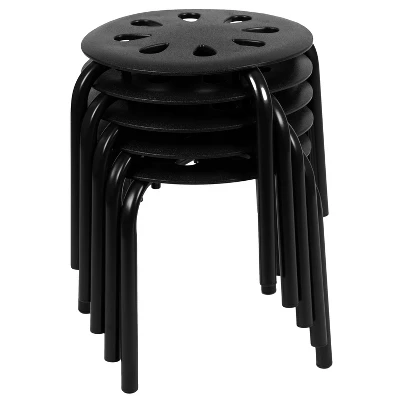 Flash Furniture Plastic Nesting Stack Stools, 11.5"Height (5 Pack) - Image 10