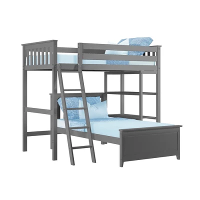 Max & Lily L-Shaped Twin Over Twin Bunk Bed With Bookcase - Image 7