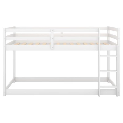 Twin Over Twin Floor Bunk Bed With Ladder - ModernLuxe - Image 6