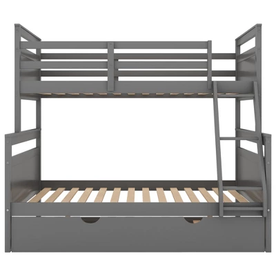 Twin Over Full Bunk Bed With Twin Size Trundle Bed, Ladder And Guardrail-ModernLuxe - Image 8