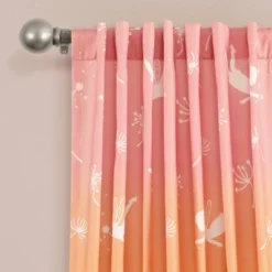 52"x84" Kids' Make A Wish Dandelion Fairy Ombre Window Curtain Panels Pastel Rainbow Set - Lush Décor