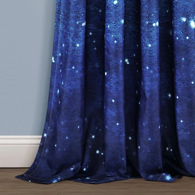 52"x84" Kids' Make A Wish Space Star Ombre Window Curtain Panels Navy/White Set - Lush Décor - Image 3