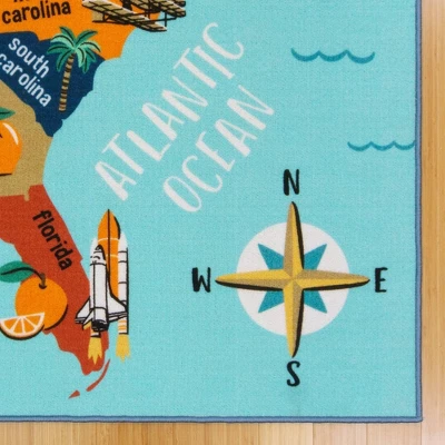 6'6"x9'6" Teach Me Education USA Map Blue - Gertmenian