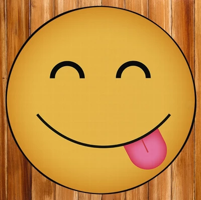 Deerlux Emoji Style Round Funny Smiley Face Kids Area Rug, Hungry Emoji Rug - Image 6