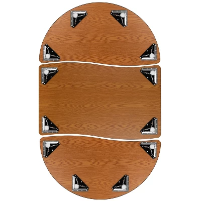 Flash Furniture 3 Piece 76" Oval Wave Flexible Grey Thermal Laminate Activity Table Set - Standard Height Adjustable Legs - Image 12