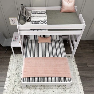 Max & Lily Farmhouse Twin Over Queen L-Shaped Bunk Bed With Desk - Image 4