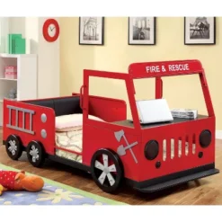 Twin Sumater Fire Truck Kids' Bed - Red/Black MiBasics