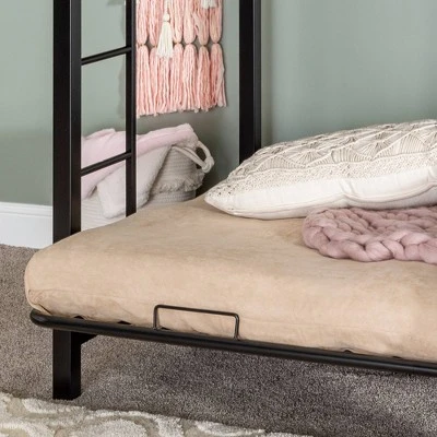 Twin Over Futon Analise Metal Bunk Bed Black - Saracina Home - Image 7