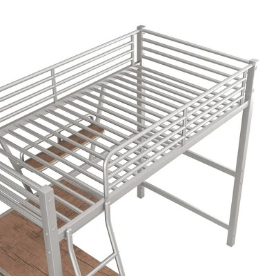 Twin Size Loft Metal Bed With Desk And Shelves - ModernLuxe - Image 6