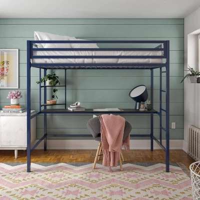 Twin Maxwell Metal Loft Bed With Desk & Shelves Blue/Black - Novogratz - Image 6