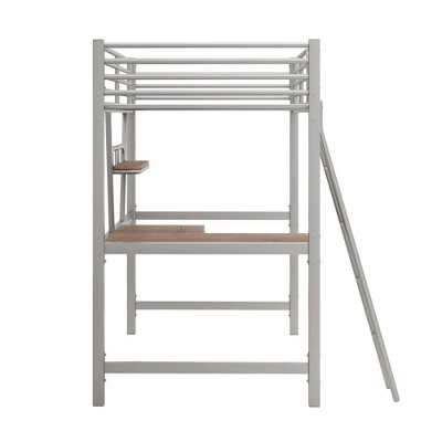 Twin Size Loft Metal Bed With Desk And Shelves - ModernLuxe - Image 7