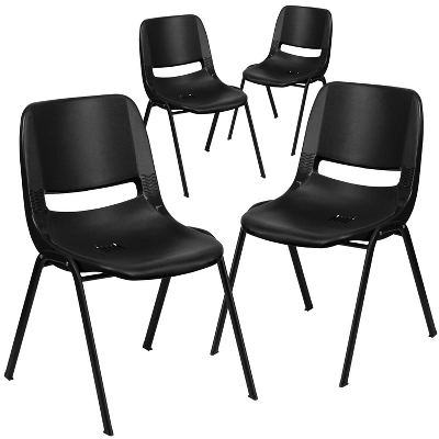 Flash Furniture 4 Pack HERCULES Series 661 Lb. Capacity Ergonomic Shell Stack Chair With 16'' Seat Height - Image 5