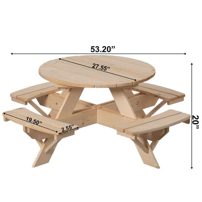 Gardenised Wooden Kids Round Picnic Table Bench, Outdoor Children's Backyard Table, Crafting, Dining, And Playtime Patio Table - Image 5
