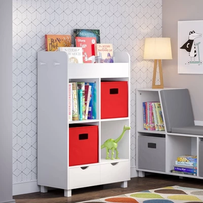 Kids' Book Nook Cubby Storage Cabinet With Bookrack - RiverRidge Home - Image 3