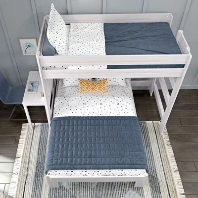 Max & Lily Farmhouse Twin Over Full L-Shaped Bunk Bed With Desk - Image 4