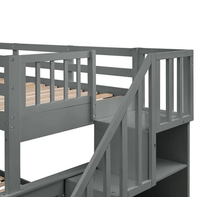 Twin-Over-Full Bunk Bed With Storage Stairs And Guard Rail - ModernLuxe - Image 8