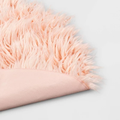 3' Faux Fur Round Kids' Rug Pink - Pillowfort™ - Image 3