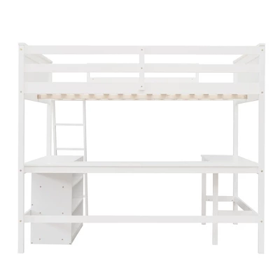 Full Size Wooden Loft Bed With Shelves And Desk - ModernLuxe - Image 7