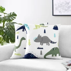 Blue & Green Mod Dinosaur Throw Pillow - Sweet Jojo Designs