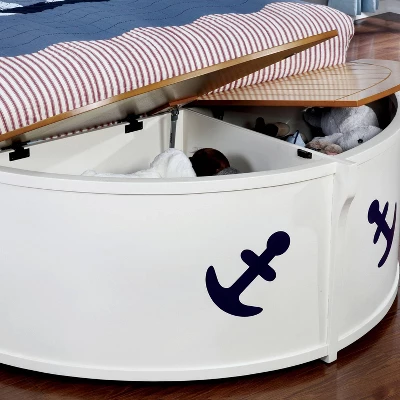 Twin Collindale Boat Design Kids' Bed With Trundle White/Oak - MiBasics - Image 3